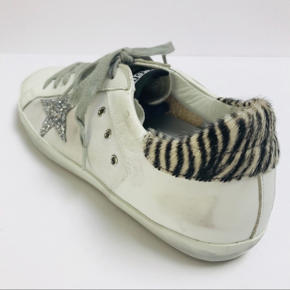 GOLDEN GOOSE Zebra Glitter Superstar Sneakers 40 - Picture 12 of 15